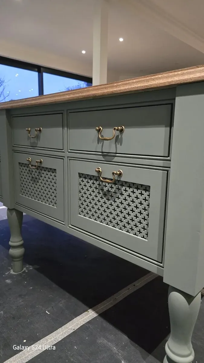 Sage Kitchen with Brass Detail — AKL Joinery, Period home, London