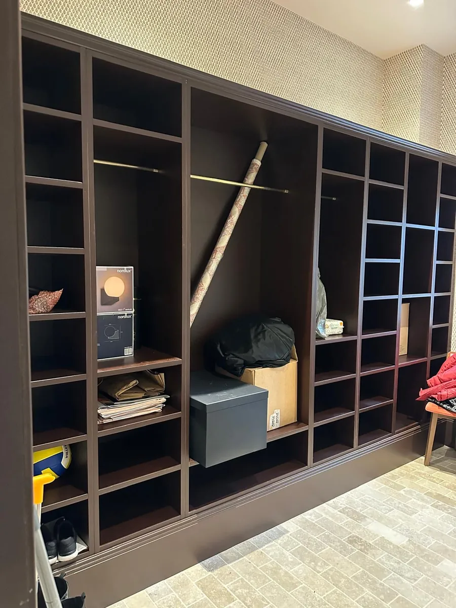 Dark Stained Storage Wall — AKL Joinery, London